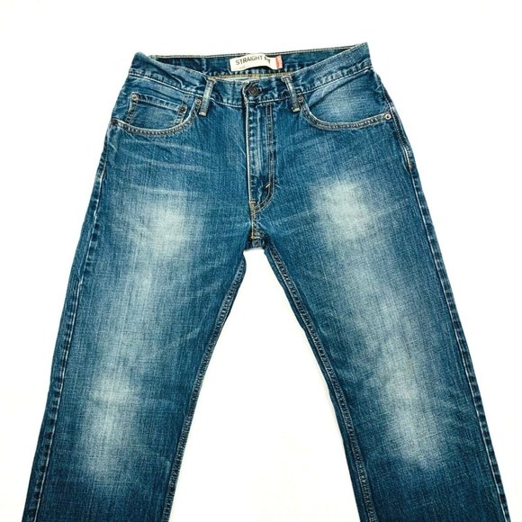 Levi's 505 Straight Fit Jeans Distressed Faded Whisker Red Tab Dark W31xL32 NWOT - Picture 2 of 10